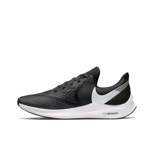 Nike Zoom Winflo 6 Non Slip Легкий Низкий Топ Беговые кроссовки Мужские Черный Белый