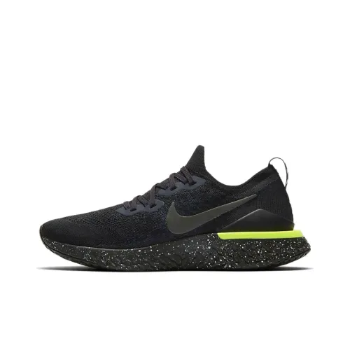 Nike Epic React Flyknit 2 Low Топ Повседневные Беговые Кроссовки Мужские Черные Зеленые