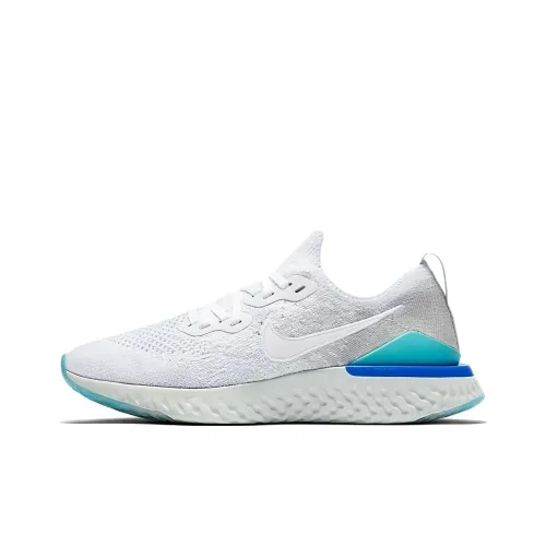 Nike Epic React Flyknit 2 Non Slip Легкий Низкий Топ Повседневные Беговые кроссовки Женские Синий Серый