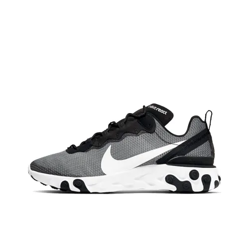 Nike React Element 55 Non Slip Легкий Низкий Топ Повседневные Беговые кроссовки Унисекс Черный Белый