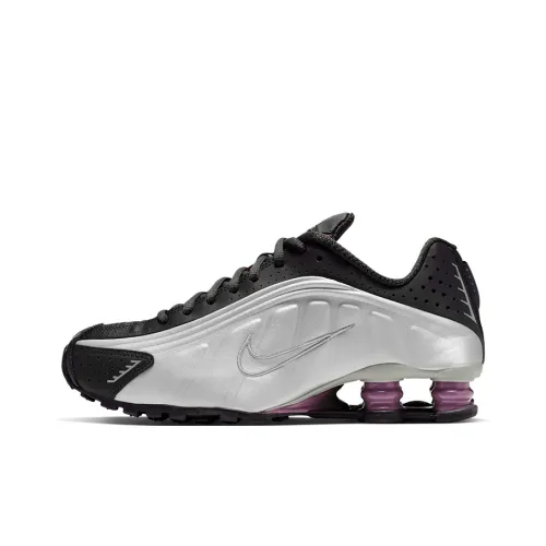 Nike Shox R4 Амортизация Противоскользящий Легкий Низкий Топ Тренировочные Беговые Кроссовки Женские Серый Фиолетовый