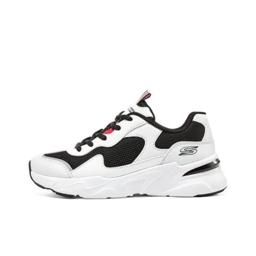 Skechers BOBS BAMINA Легкий увеличивающий высоту с амортизацией низкий топ кэжуал женский белый черный