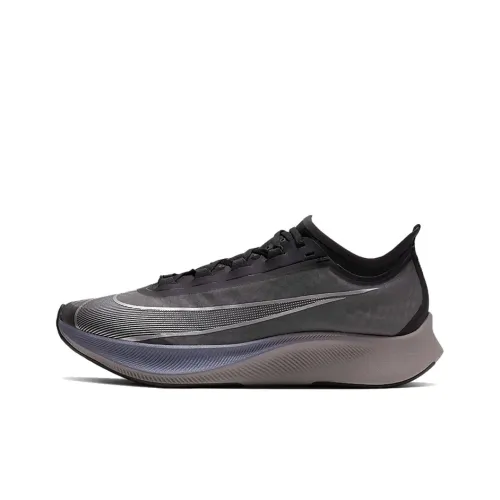 Nike Zoom Fly 3 Амортизаторы Уменьшающие Удар Слип-резистентные Устойчивые к Износу Низкий Топ Беговые Кроссовки Мужские Серебристо-Черные