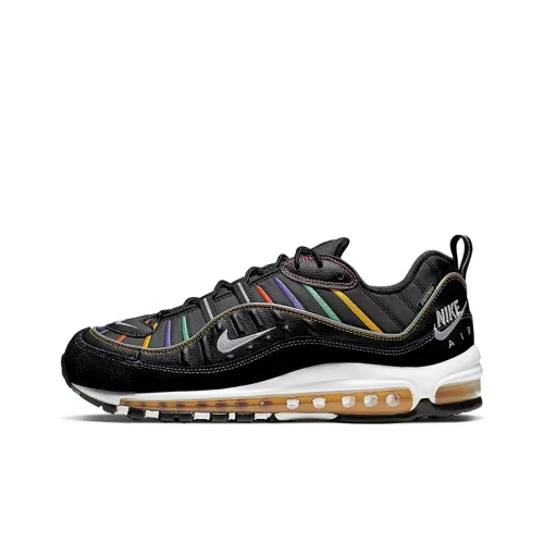 Nike Air Max 98 Low Топ Air Cushion Marathon Беговые кроссовки Unisex Черный