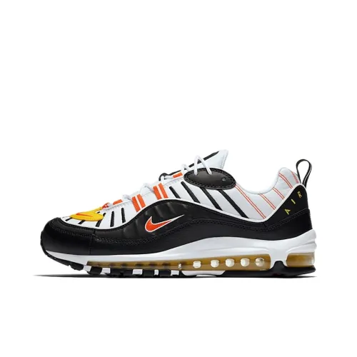 Nike Air Max 98 Low Топ Повседневные Беговые Кроссовки Мужские Черные Белые Оранжевые