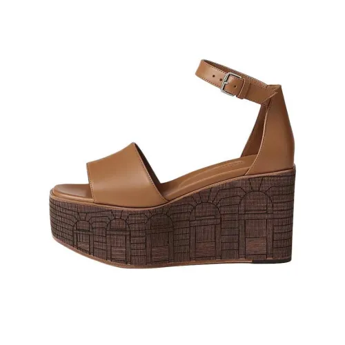 HERMES Iiiusion One Ремень Сандалии 3,5 см Женские Коричневый