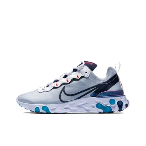 Nike React Element 55 Амортизация Баланс Низкий Топ Повседневные Беговые кроссовки Женские Синий Серый