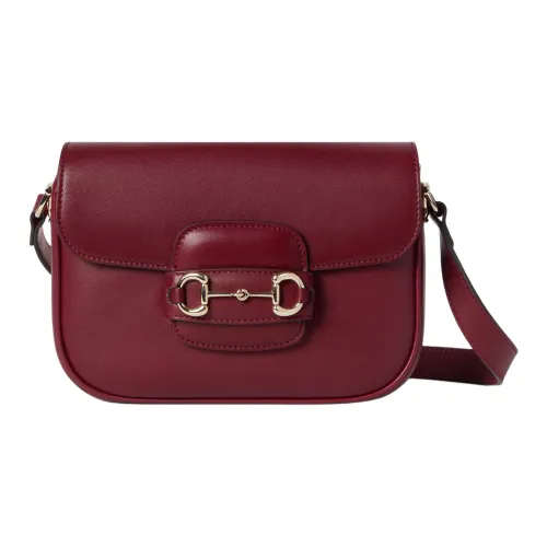 GUCCI Horsebit 1955 Мягкая кожа Сумка через плечо Сумка на плечо Женская Анкора Красный