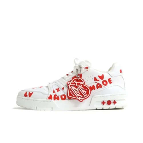 LOUIS VUITTON Коллаборация с Nigo Кроссовки для скейтбординга Trainer Low Топ Мужские Белые и Красные JAPAN LIMITED
