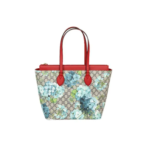 GUCCI GG Blooms Холст с кожей Тоут Сумка Сумка для покупок Сумка на плечо Сумка Женская Цвет Эбеновый и Красный