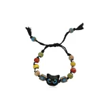 Кошка Герой Браслет [Синие глаза Черный шнур]