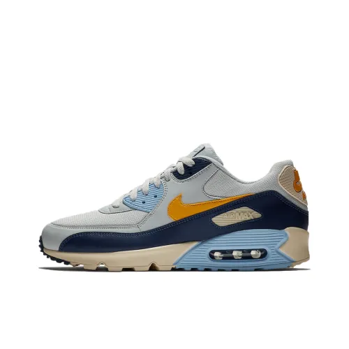 Nike Air Max 90 Low Топ Air Cushion Повседневные Беговые Кроссовки Мужские Платиновый Синий