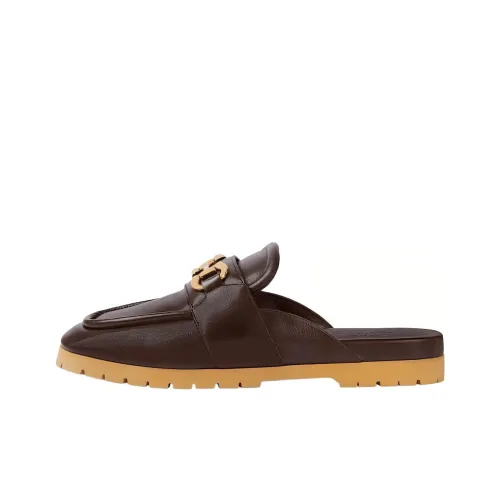 GUCCI Horsebit Застежка Резиновая Подошва Домашние Тапочки Мужские Темно-Коричневый