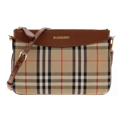 Клатч Burberry из холста и кожи унисекс сладково-коричневый