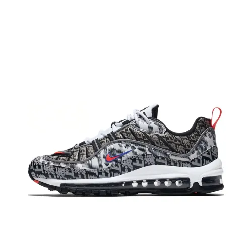 Nike Air Max 98 Low Топ Air Cushion Повседневные Беговые Кроссовки Женские Черно-Белые