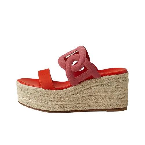 HERMES Слипоны 8,5 см Женские Оранжевые