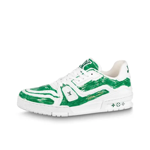 LOUIS VUITTON Тренер Low Топ Стильные Скейтбординги Унисекс Белый Зеленый