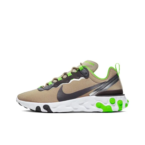 Nike React Element 55 Амортизаторы Slip-resistant Низкий топ Повседневные беговые кроссовки Мужские Коричнево-зеленые