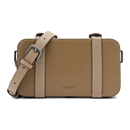 Pedro ПУ (полиуретан) Коробка Сумка Плечевая Сумка Мини Мужская Черная Светлый Тауп