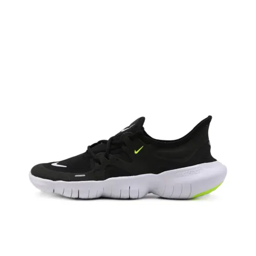 Nike Free Rn 5,0 Амортизаторы Slip-resistant Низкие Кроссовки для бега Женские Черный Белый Желтый