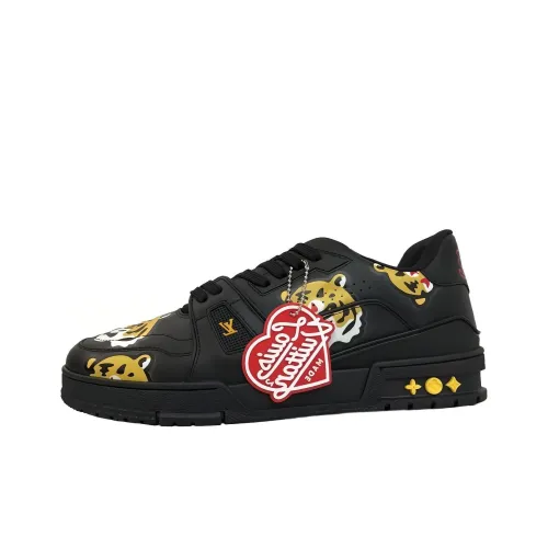 LOUIS VUITTON Коллаборация с Nigo Кроссовки для скейтбординга Trainer Low Топ Мужские Черные