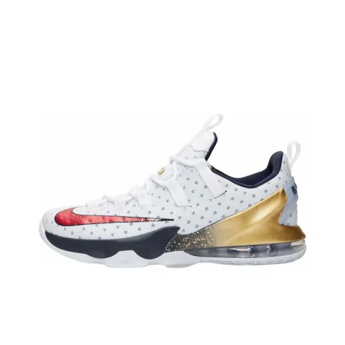 Nike Lebron 13 Low Olympic Games Non Slip Легкий Низкий Топ Баскетбольные кроссовки для игры Белый