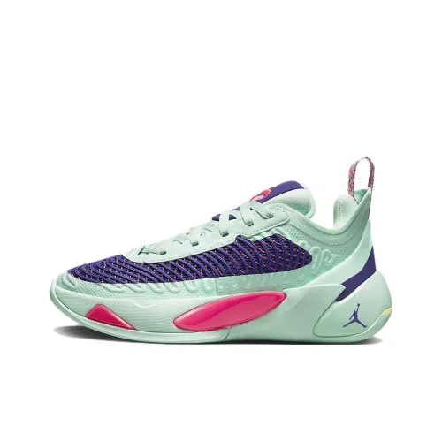 Джордан Luka 1 Амортизаторы Slip-resistant Низкий топ Баскетбольные кроссовки Женские Зеленый Фиолетовый
