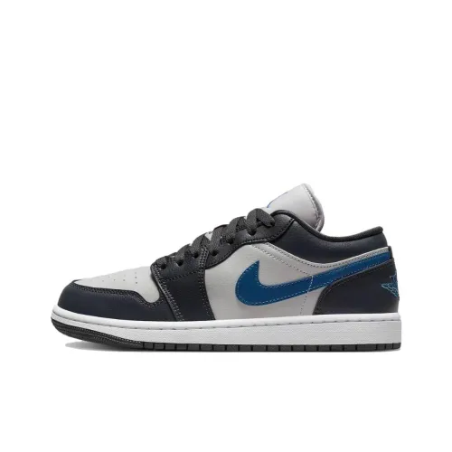 Jordan Air Jordan 1 Винтажные баскетбольные кроссовки Low Топ Черный серый синий Женские