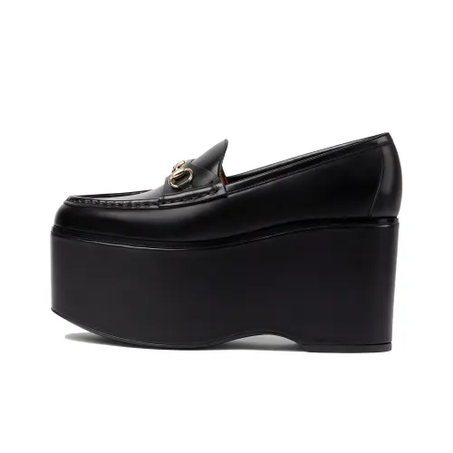 GUCCI Horsebit 24 Весенний Летний Коллекция Лоферы 9 см Женские Черный