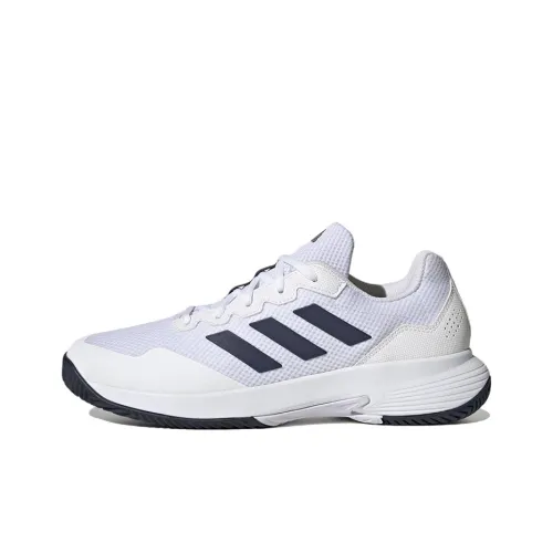 Adidas GAMECOURT 2,0 Slip Резистентный Устойчивый к Износу Легкий Низкий Топ Кроссовки для Тенниса Унисекс Белый Синий