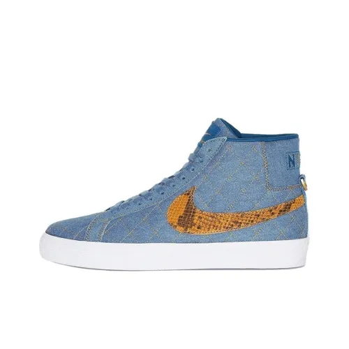 Supreme x Nike Blazer 'Industrial Blue' Slip-Resistant Abrasion-Resistant MID Skateboarding Top Shoes Unisex Blue Yellow Supreme x Nike Blazer 'Industrial Blue' Slip-Resistant Abrasion-Resistant MID Скейтбординг Топ Кроссовки Унисекс Синий Желтый