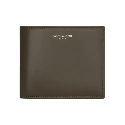 SAINT LAURENT Коровья кожа Держатель для карт кошелек Мужской Светлый цвет мускуса