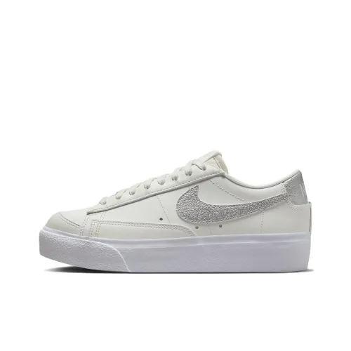 Nike Blazer Платформа Anti-Slip Легкий Низкий Топ Скейтборд Кроссовки Женские Серый Белый