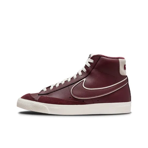 Nike Blazer Slip-resistant Амортизация Устойчивость к износу MID Топ Скейтбординг Кроссовки Мужские Бордовый Красный