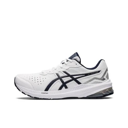Asics GT 1000 Кожа 2 Низкий Топ Беговые Кроссовки Мужские Белый Черный 4E Ширина