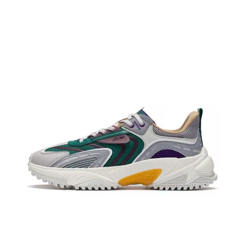 LINING Синцзи Амортизация Низкий Топ Спортивная Повседневная Обувь Мужская Зеленая Серый