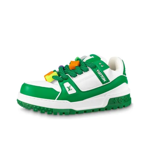 LOUIS VUITTON Trainer Maxi Low Топ Стильные Скейтбординги Мужской Белый Зеленый