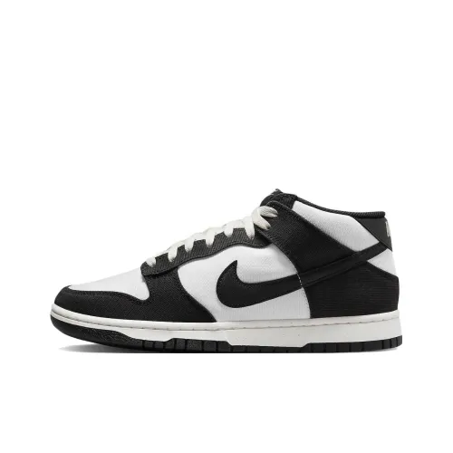 Nike Dunk Mid Топ Скейтборд Кроссовки Мужские Черные Белые