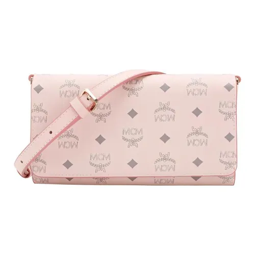 MCM Original Visetos Кожа Кошелек Сумка через плечо Сумка на плечо Женская Розовая