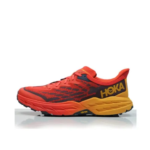 HOKA ONE ONE Speedgoat 5 Дышащий и Легкий Низкий Топ Беговые кроссовки Унисекс Красный Желтый