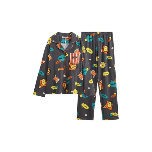 FENTENG Пижамный комплект женский винтажный серый