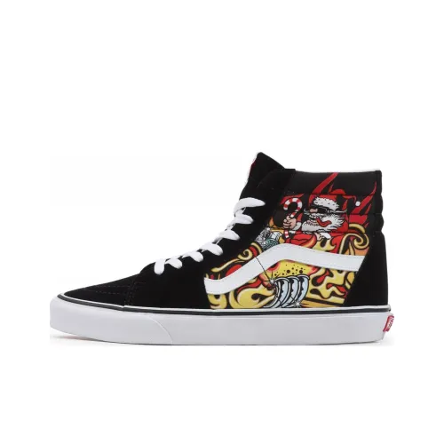 Vans SK8 Высокие кроссовки для скейтбординга унисекс рождественские с пламяным дизайном