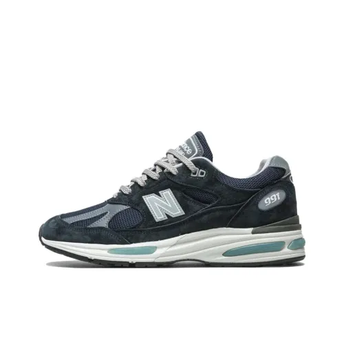 New Balance NB 991 V2 Устойчивый к истиранию Дышащий Низкий Топ Повседневная Городская Коммутирующая Беговая Обувь Унисекс Морской Синий