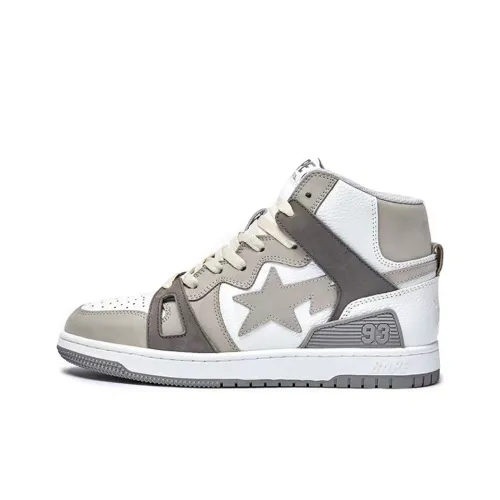A BATHING APE STA 93 High Стильные Скейтбординги Женские Серый Белый