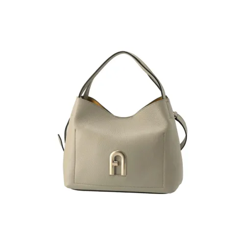 Furla Primula Коровья кожа крупнозернистая текстура переносная сумка через плечо женская серо-бежевая