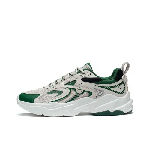 LiNing Meteor Шокаблоки Противоскользящие Устойчивые к истиранию Низкий Топ Беговые кроссовки Мужские Овсяный Серый Ель Зеленый