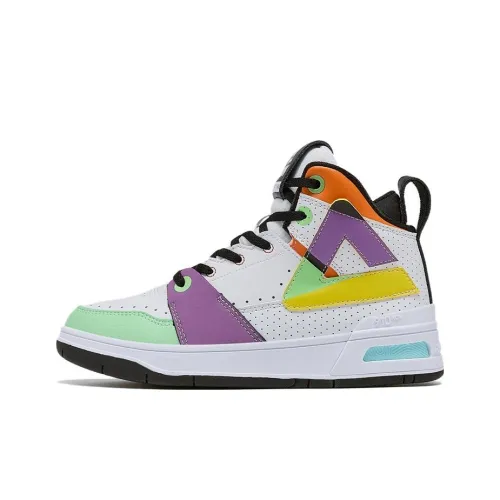 PEAK Taichi 910 Тайцзи Треугольник Противоскользящие Устойчивые к износу Высокие Кроссовки для скейтбординга Женские Большие Белые Фиолетовые