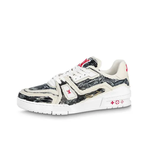 LOUIS VUITTON Тренер Low Топ Стильные Скейтбординги Унисекс Белый Черный