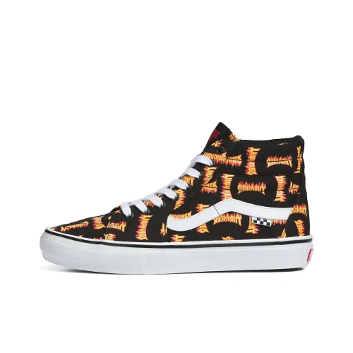 Thrasher x VANS SK8 High Скейтборд Кроссовки Унисекс Черный Желтый