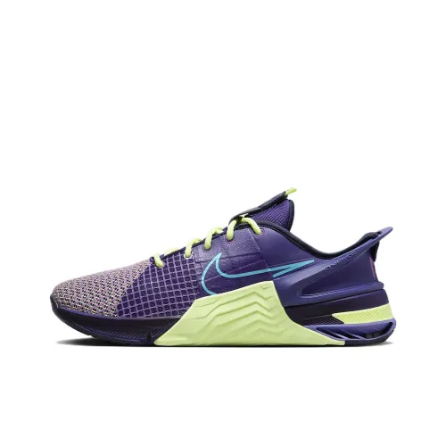 Nike Metcon 8 FlyEase AMP противоскользящие устойчивые к истиранию дышащие кроссовки для тренировок с низким верхом фиолетово-желтый синий
